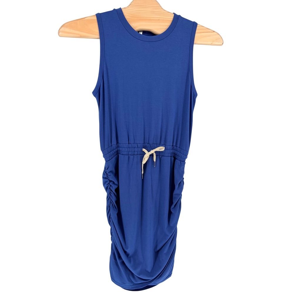 Beachsissi Mini Dress SZ L Royal Blue Sleeveless Ruched Drawstring Waist Pockets